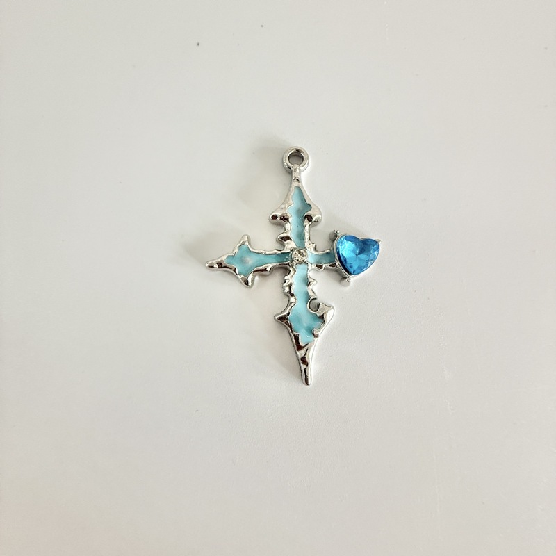 韓国版合金ドリップオイルドットダイヤモンドクロスラブペンダント DIY 手作り人気ジュエリーアクセサリーペンダント|undefined