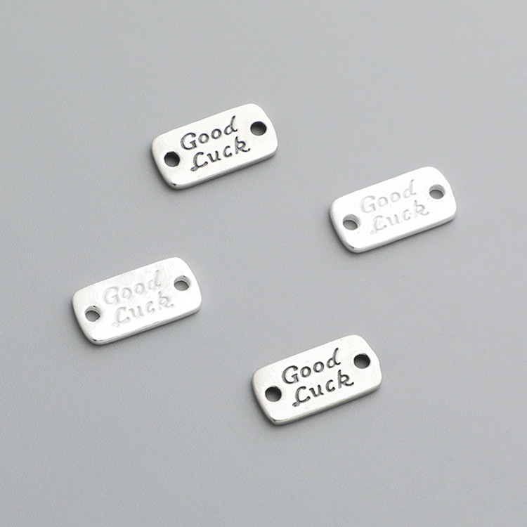 s925 sterling silver GoodLuck hand pendant DIY beaded bracelet necklace wish you good luck square beaded accessories