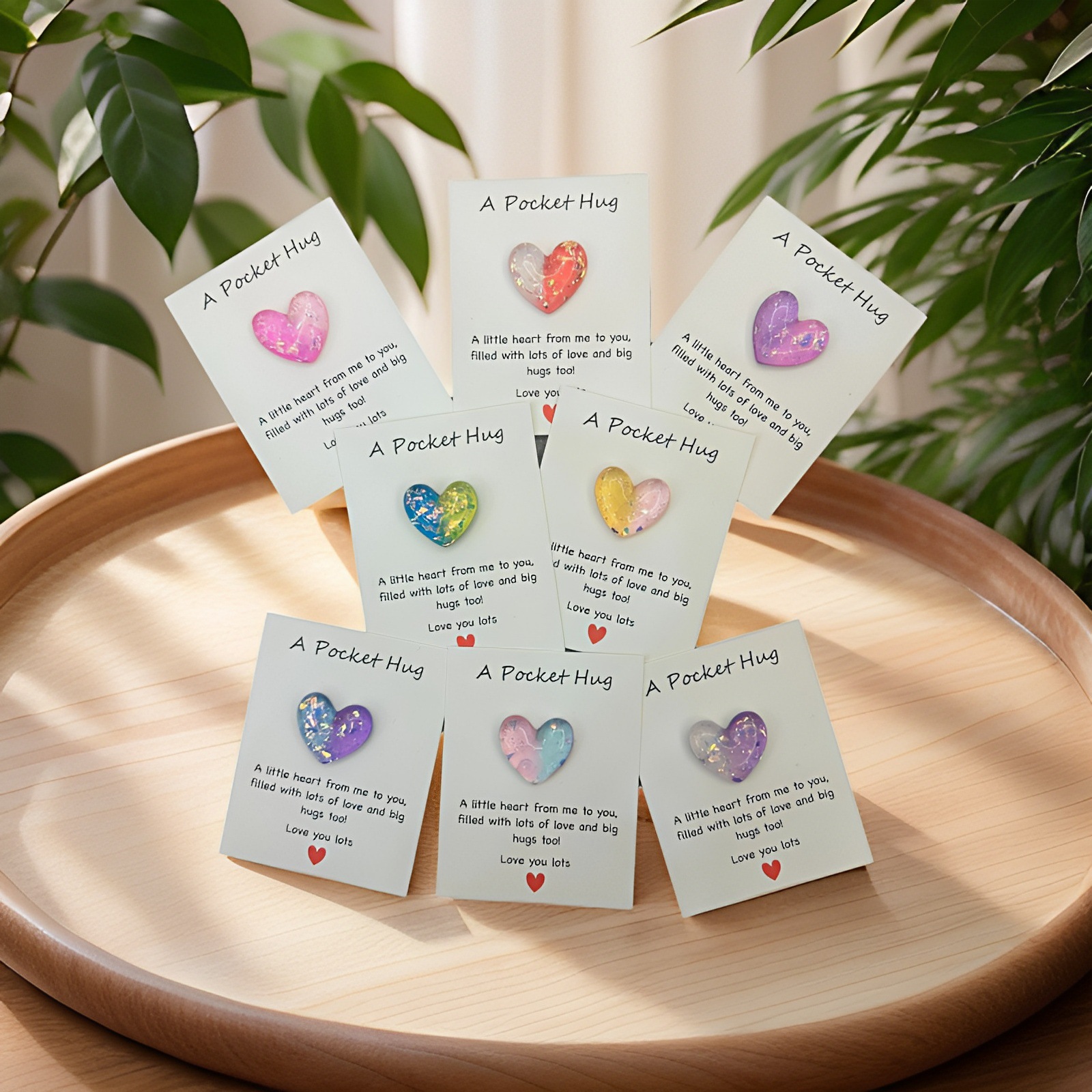 Temu Cross-Border New Product Gradient Pocket Hug Greeting Card Resin Heart Peach Heart Decorative Gift Confession of Love