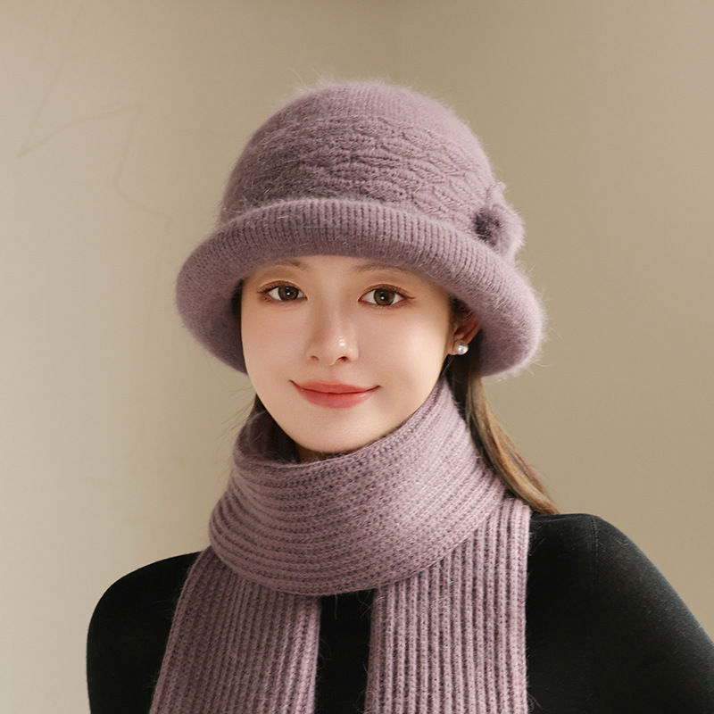高品质兔毛盆帽女时尚新款加绒加厚妈妈帽冬季护耳保暖针织渔夫帽|undefined