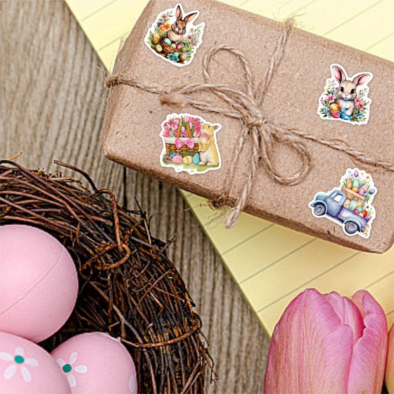 2024 Nueva etiqueta engomada de la decoración del Partido de Pascua conejo Carnaval fiesta de vacaciones etiqueta engomada del diario