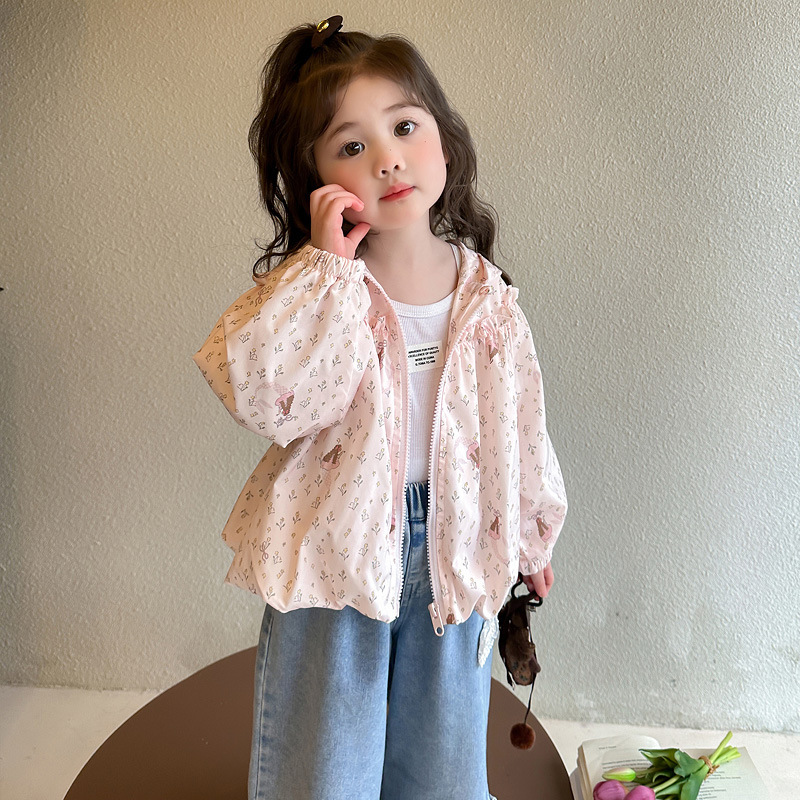 Girls' Coat Spring and Autumn 2025 New Arrival Western Style Spring Clothing Baby Girl Hooded Jacket Top Spring Children's Clothes