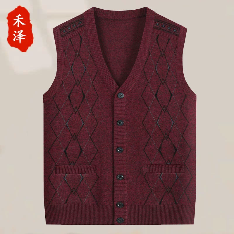 Spring autumn knitted vest, sweater, cardigan, jacket, for middle age