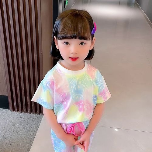 Girl's Internet Celebrity Set 2025 Summer New Middle and Small Children's Clothing Girl Baby Summer Short Sleeve Thin Two-Piece Set