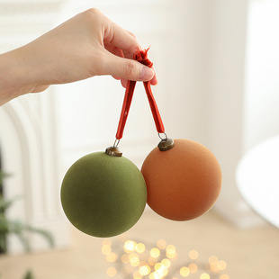 6Ps Boxed Window Decoration Ball Cross-Border 8cm Plastic Flocking Christmas Ball Colorful Hanging Ball Christmas Tree Pendant