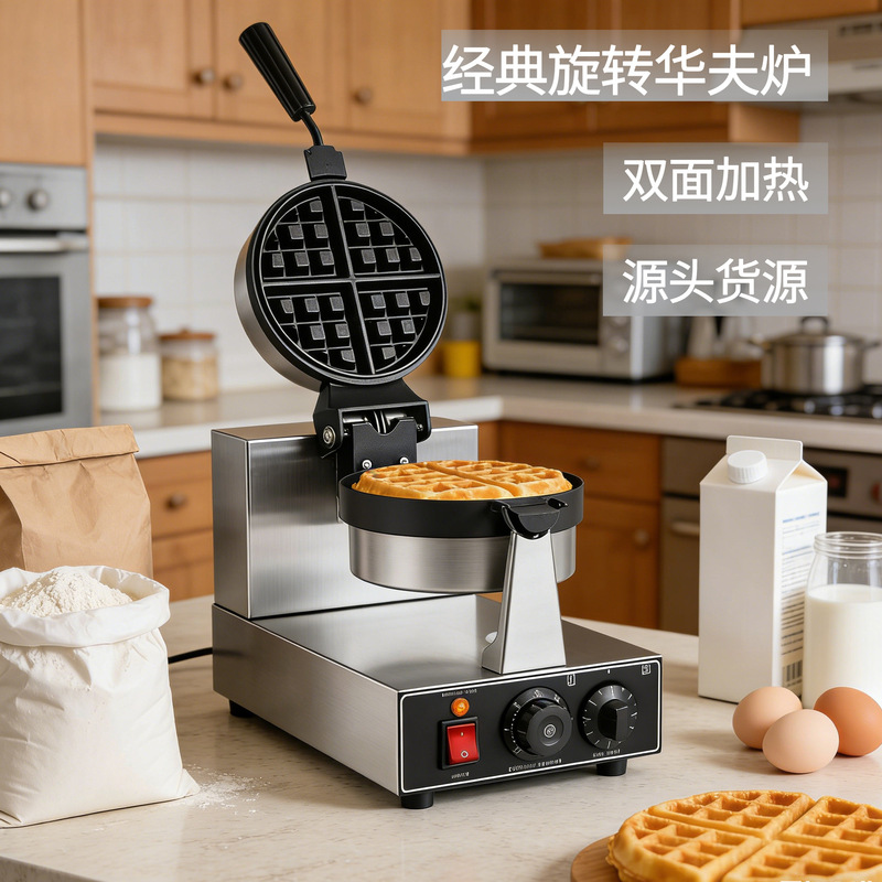 Commercial double-head waffle machine electric heating single-head waffle stove start-up equipment two-sided heating muffin machine electric heating