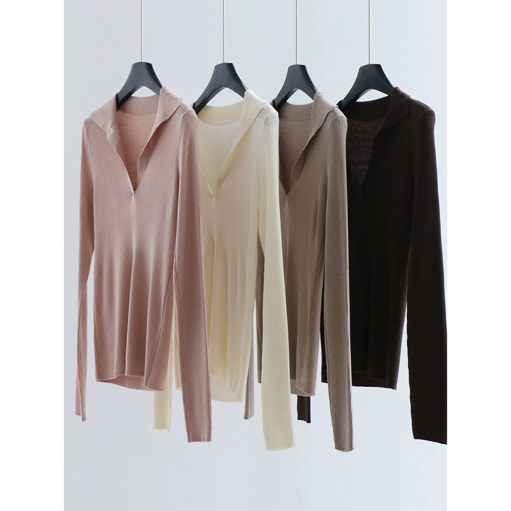 Воротник-стойка воротник поло Модный свитер с длинным рукавом Осень-зима однотонный топ женский базовый пуловер