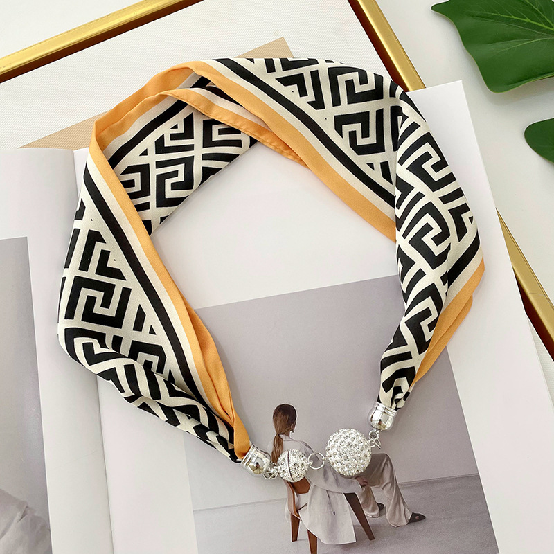 Nueva hebilla magnética bufanda collar cuello decoración perezoso multi-funcional bufanda elegante todo-fósforo correa de muñeca bufanda decorativa banda de pelo