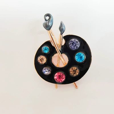 Cross-Border European and American Enamel Palette Brooch, Classy Classy Brooch, Niche Classy Corsage, Clothing Accessories for Men and Women (Yaxa sancaqları) - x0304-black-palette-brooch