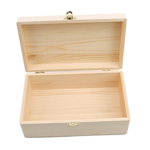 Rectangular wooden storage box, hinged solid wood gift box, creative lockable storage box