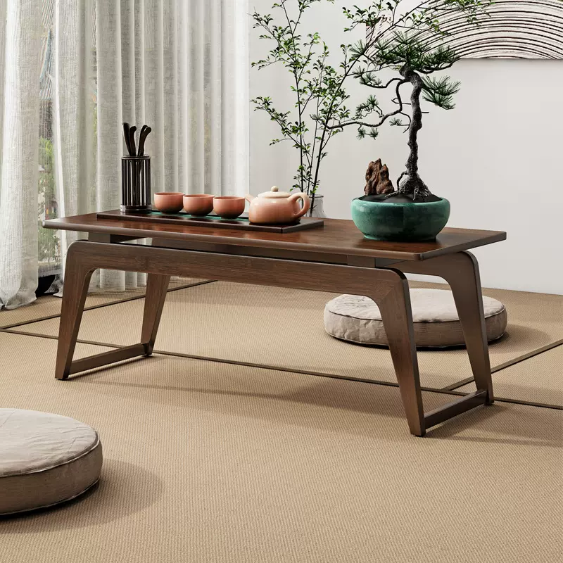 日式小户型实木茶桌客厅家用榻榻米茶台简易功夫茶几阳台飘窗矮桌