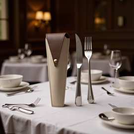 现货拼接撞色pu皮餐具袋 皮革刀叉勺子收纳包 西餐牛排刀叉套