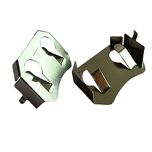 CR2032内弯插脚电池架0.3MM厚磷铜弹片镀镍环保电池扣