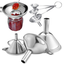 多款不锈钢厨房漏斗3件套迷你分装器短柄油漏套装家用大小号酒漏