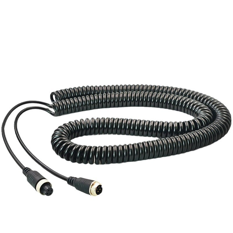 M12 트럭 반전 이미지 스프링 라인 항공 헤드 4 방향 모니터링 연결 라인 카메라 비디오 신호 연장 라인