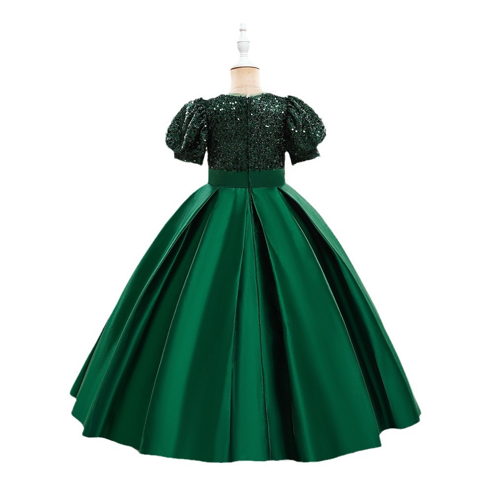 2024 europeo y americano nuevos niños vestido largo princesa Vestido de satén de la boda flor vestido de los niños de las niñas vestido de noche de estilo occidental