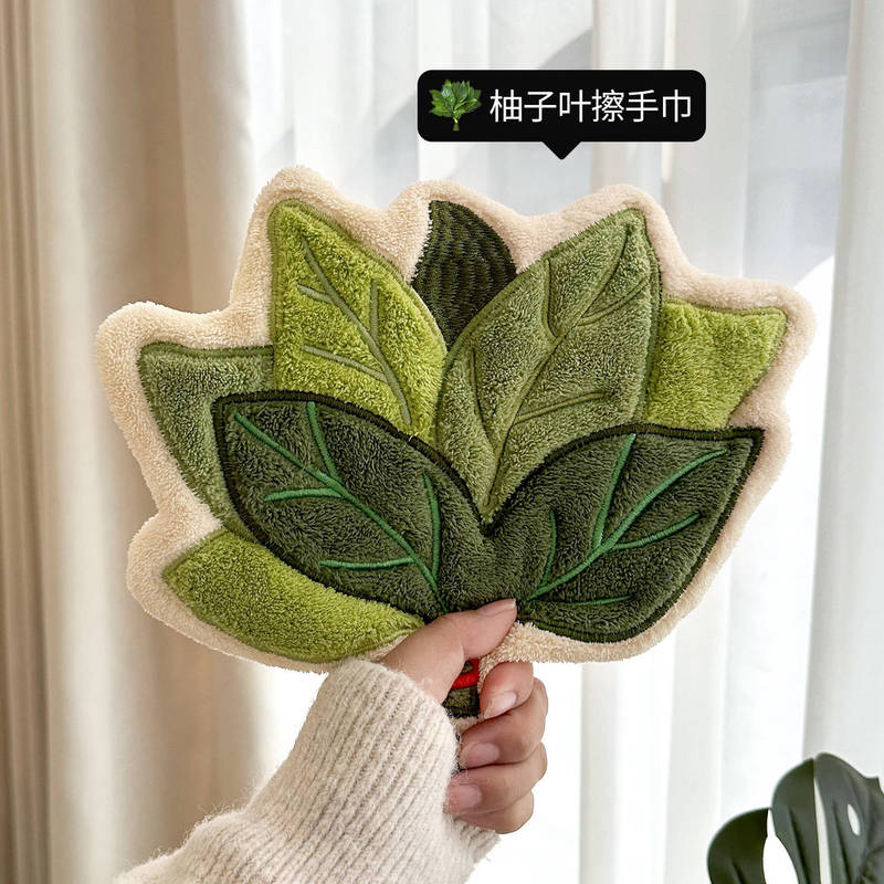 Donha Grapefruit Leaf Kitchen Hand Towel Absorbs Water and Does Not Shed Lint Hanging Thickeneded High-Value Hand Towel Hand Washing Rag