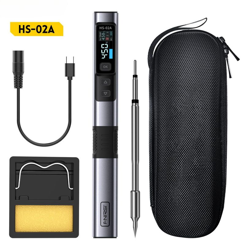 FNIRSI HS-02 スマート電気はんだごて 100 ワットポータブル恒温はんだステーション溶接ペン家庭用修理溶接|undefined
