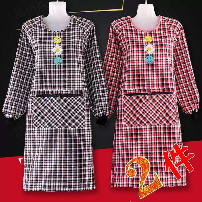 新款棉长袖围裙防水时尚全身加大加厚厨房做饭家居男女工作服罩衣