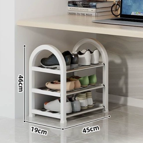 Multi‑tier shoe rack, compact versatile shoe organizer, 3–4 layers, white or black