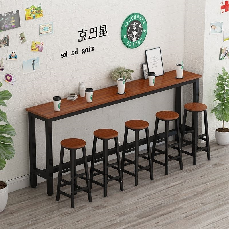 Simple wall-mounted bar table, commercial bar and milk tea shop table and chair combination, balcony partition high table, narrow table