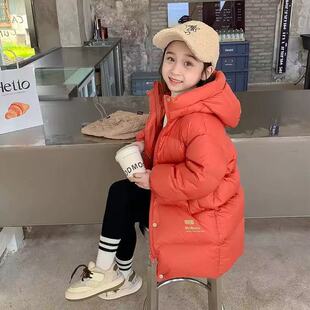 Girls' Winter Cotton Jacket 2025 Winter Children's Black Gold Mid-Length Thickened down Cotton Coat Trendy Style