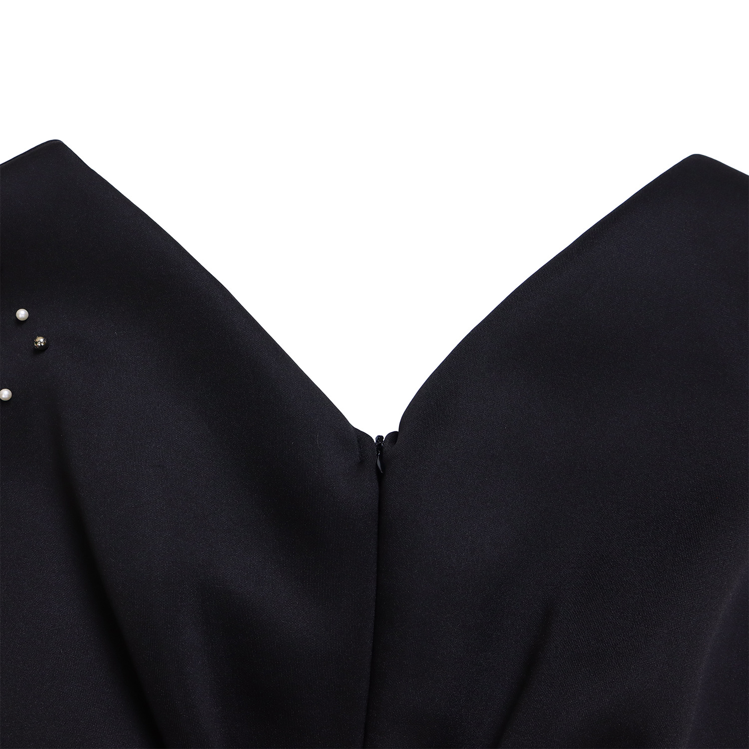 Robe de soirée sexy à col en V et à volants avec fente perlée, robe de banquet de tempérament de célébrité_voghion.com