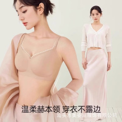 【赫本领粉底液】幸无痕不透内衣夏薄款大胸显小胸聚拢背心棉文胸