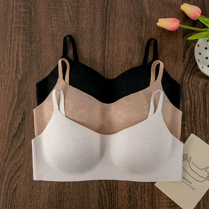 无痕内衣舒适轻薄小胸内衣聚拢光面文胸外贸内衣一片式文胸bra