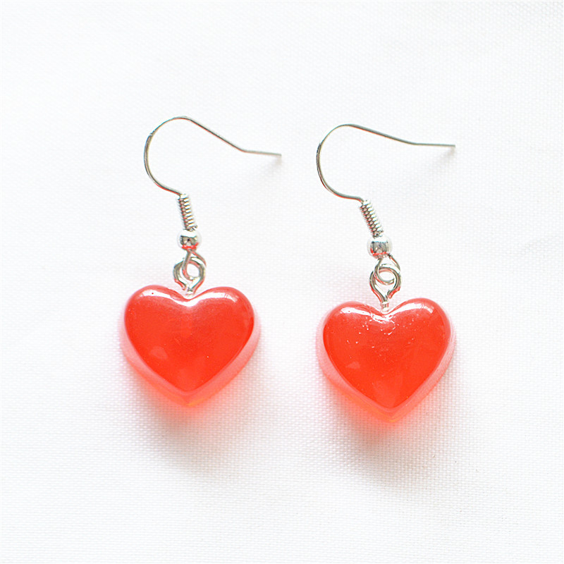 Fashion Heart Shape Resin Metal Stoving Varnish Women's Drop Earrings 1 Pair display picture 4