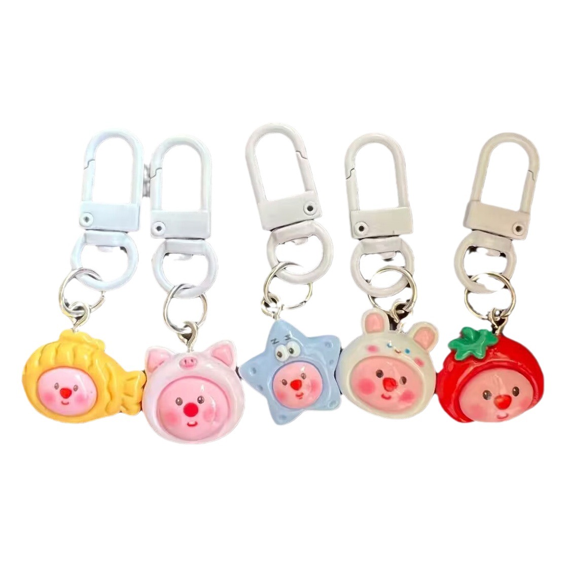 Gran cabeza castor dragón diente hebilla chica colgante de dibujos animados pequeña muñeca linda pequeña pareja de peces mochila joyería adornos clave