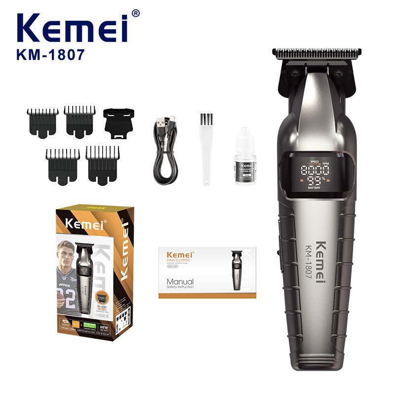 Cortadora de pelo Kemei para uso doméstico, recortadora de pelo profesional de calidad profesional con pantalla digital, cortadora para esculpir, herramienta para cortar el cabello.