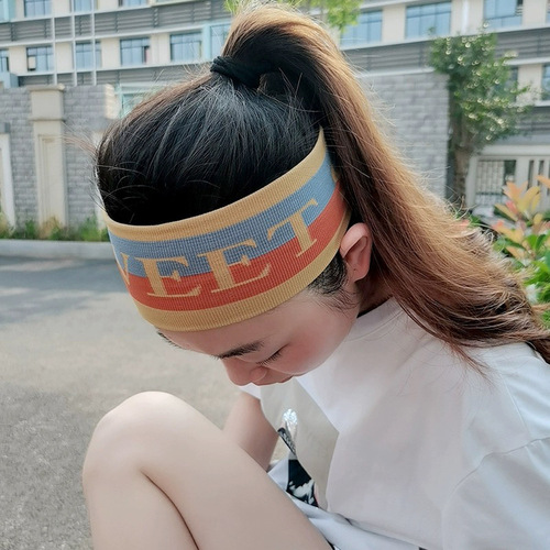 Sports Sweatband for Ladies, Teenage Girls, Wide Knit Headband for Tying Hair, Fitness, Yoga, Running, Outdoors, Breathable