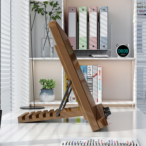 Nanzhu reading stand children's reading bookshelf multi-functional desktop double-layer reading stand liftable wooden bookshelf