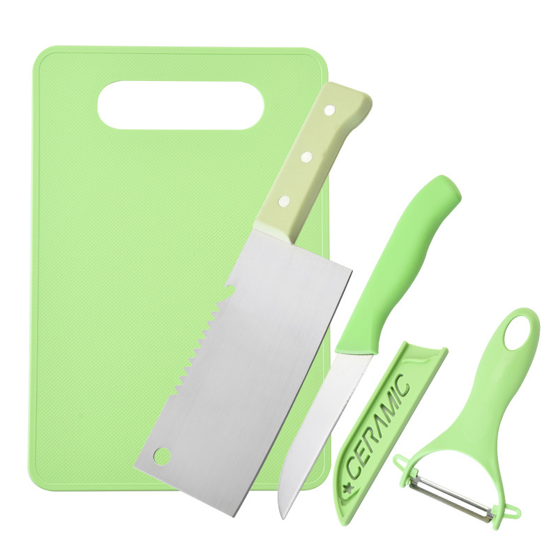 Cuchillos de cocina de cuatro piezas Cuchillo de cocina Cuchillo de frutas Cuchillo Cepillado de melón Tablero de cortar Utensilios de cocina para el hogar Práctico Juego pequeño Spot al por mayor