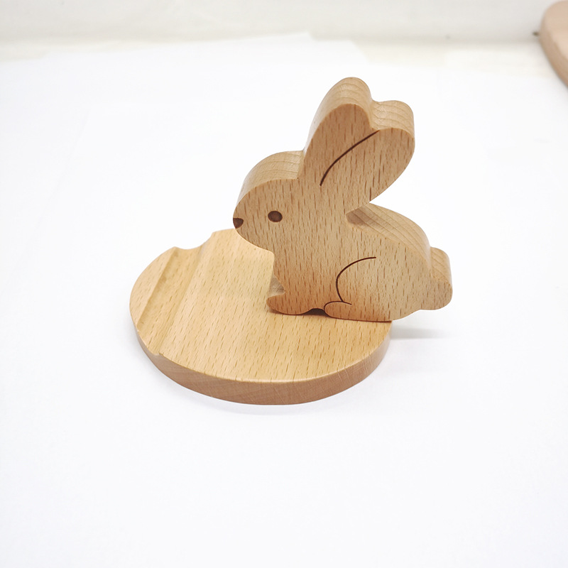 Soporte para teléfono móvil escritorio de madera perezoso popular creativo teléfono móvil soporte Escritorio de dibujos animados de madera teléfono móvil stand logo