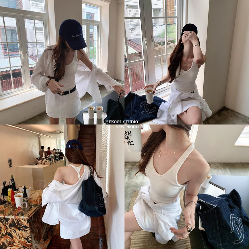 Baishiwang Camisole with Built-In Chest Pads for Women, New Summer Style, Versatile for Inner or Outer Wear, Slimming and Beautiful Back Design, Base Layer Top Baishiwang Camisole with Built-In Chest Pads for Women, New Summer Style, Versatile for Inner or Outer Wear, Slimming and Beautiful Back Design, Base Layer Top