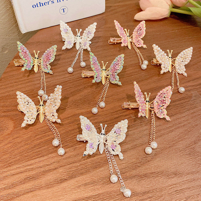 Cute Fashion Sweet Butterfly Alloy Metal Artificial Pearls Hair Clip display picture 6