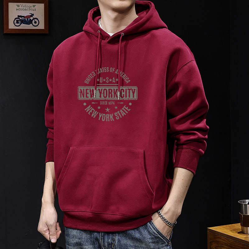 American sweater masculino primavera y otoño marca de moda suelta letras retro impresión con sombrero estilo de puerto amplio abrigo casual superior