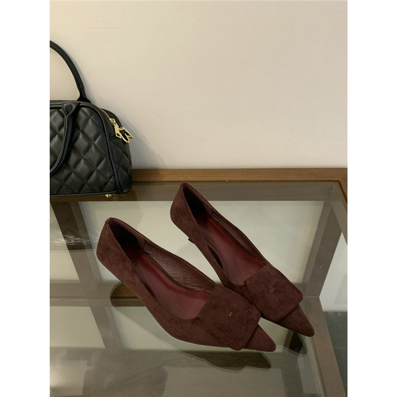 2025 Autumn New Retro Style Pointed Toe High Heels Women's Suede Slip-On Versatile Commuter Shoes
