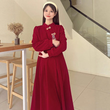 2025年新款敬酒服新娘秋冬小个子订婚礼服连衣裙红色大气回门服裙