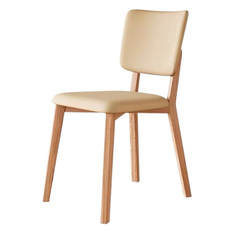 Sillas de comedor de madera maciza, sillas de mesa de comedor modernas y simples, taburetes de cuero nórdicos de restaurante japonés.