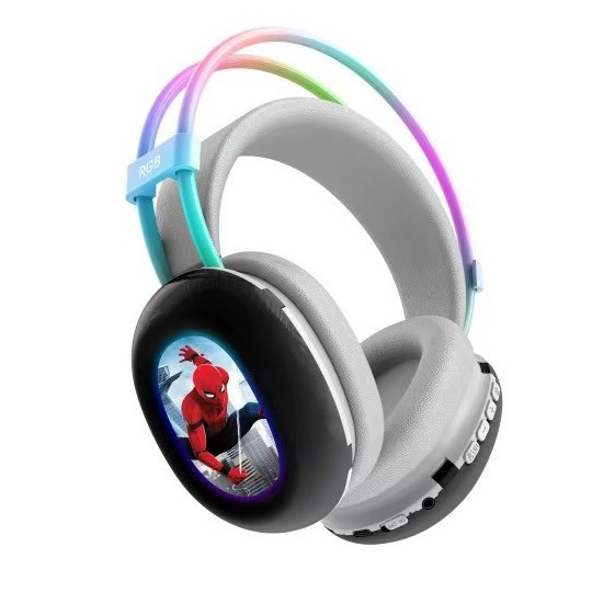 Comercio exterior nuevo AH - 908E auriculares estéreo de dibujos animados Spiderman simple y lindo RGB image 5