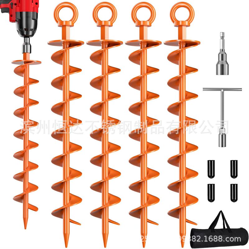 Ground Anchor Screws 4-Piece Set Spiral Trampoline Anchors Swing Set Anchors Tent Stakes Cross-Border Supply