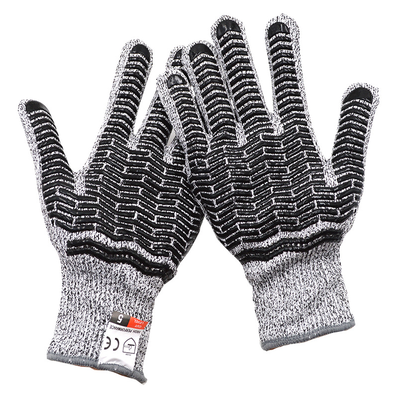 工厂直供5级食品级防割手套厨房防护手套 单面点胶 防割防滑