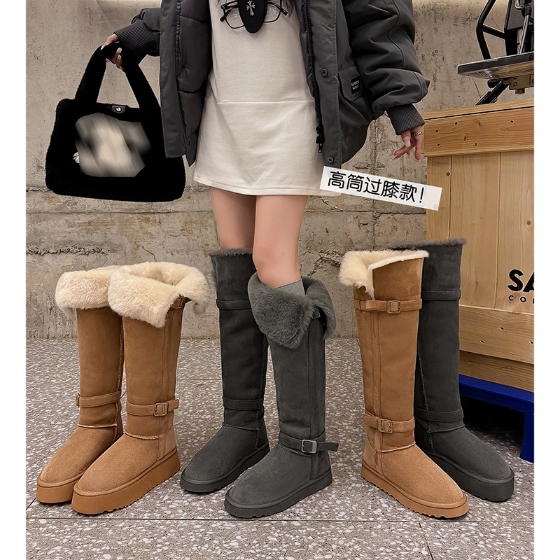 超高筒雪地靴女2025年冬季新款加绒加厚防滑长筒厚底过膝雪地棉鞋
