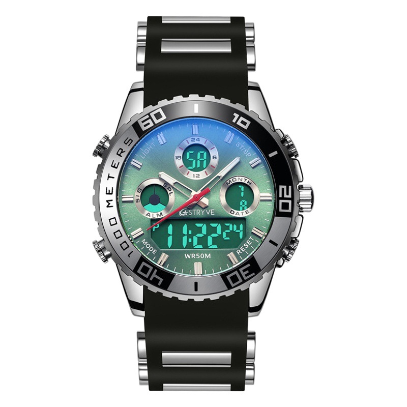 STRYVE S8023 reloj deportivo personalizado luminoso impermeable Alarma de tiempo reloj electrónico de dos lugares reloj de los hombres