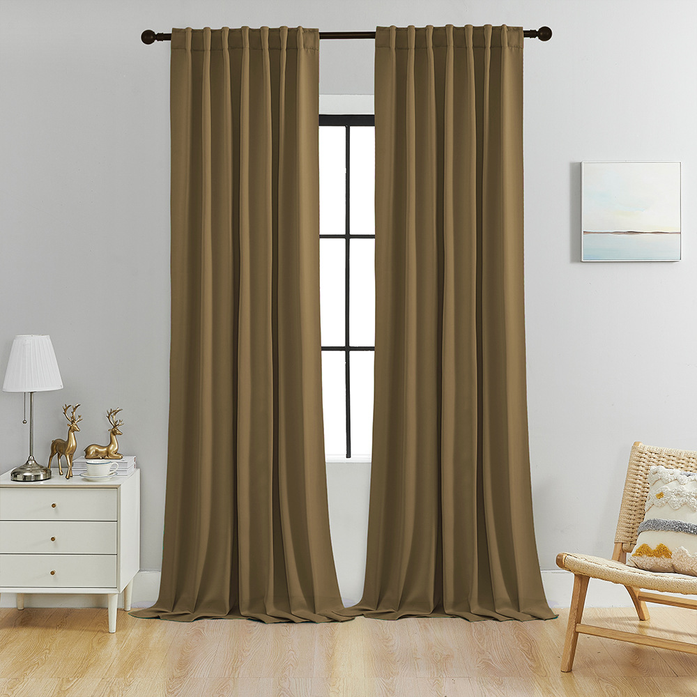 Shaoxing cortina al por mayor Correa transfronteriza bolsa de varilla oscura terminado cortina de alta densidad sombreado completo cortinas de aislamiento térmico