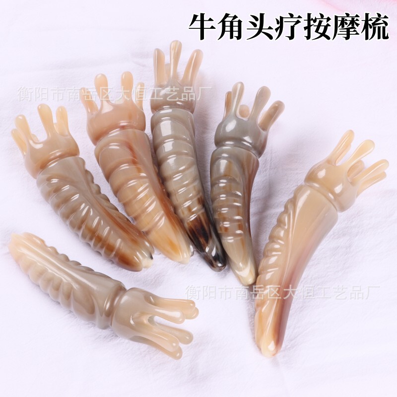 大恒工場卸売牛角櫛 頭皮マッサージ洗髪櫛 ヘアセラピー櫛 角尖彫刻櫛 経絡櫛|undefined