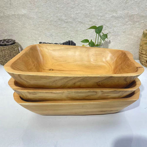 Home living room decoration snack plate Chinese style wedding table dessert plate pastoral style wooden square large fruit plate